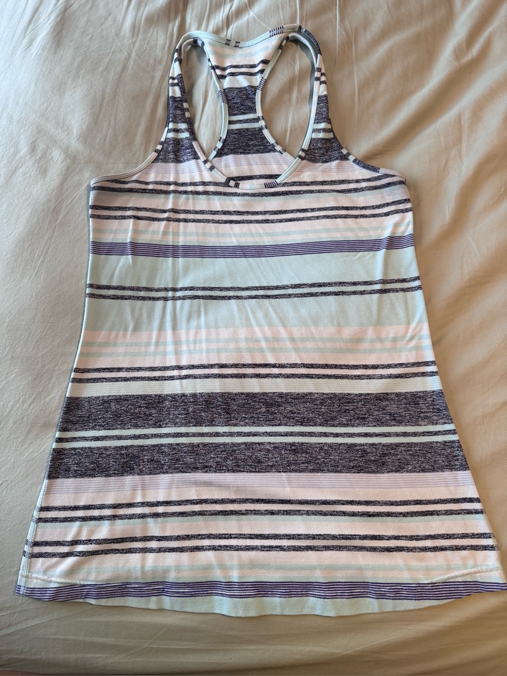 lululemon Women's Racerback Tank Top - blue, white, purple, grey pattern.
